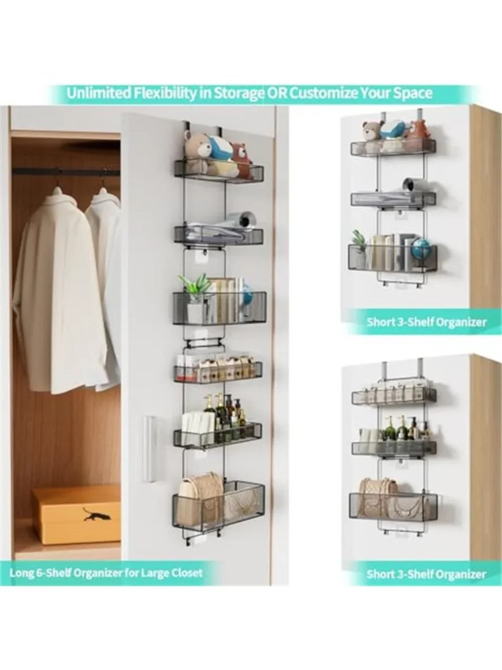 Over Door Organizer 6 Tier Metal Hanging Storage Rack Bathroom Pantry Closet